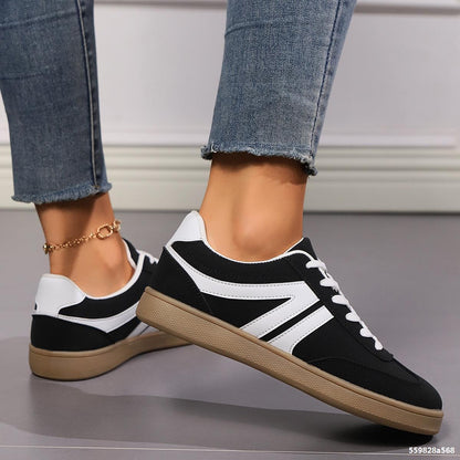 Lace-up Round Toe Flats Sports Slip On Casual Shoes For Women