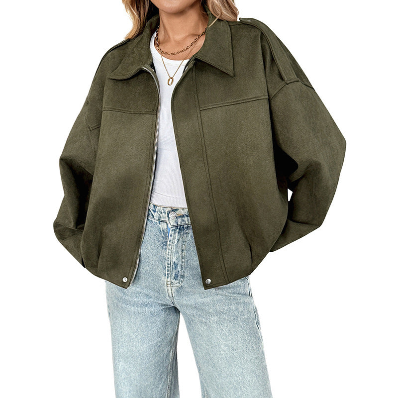 Baggy Casual Jacket Women's Top Zipper