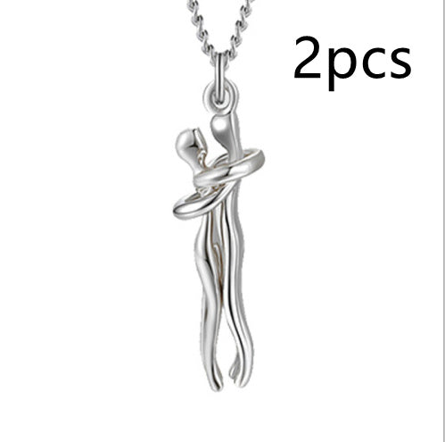 Love Hug Necklace Unisex Men Women Couple Jewelry Chain Valentines Day Gift
