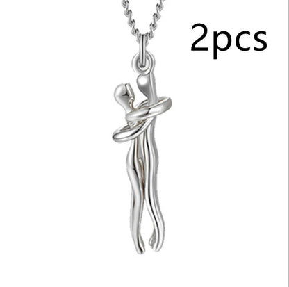 Love Hug Necklace Unisex Men Women Couple Jewelry Chain Valentines Day Gift