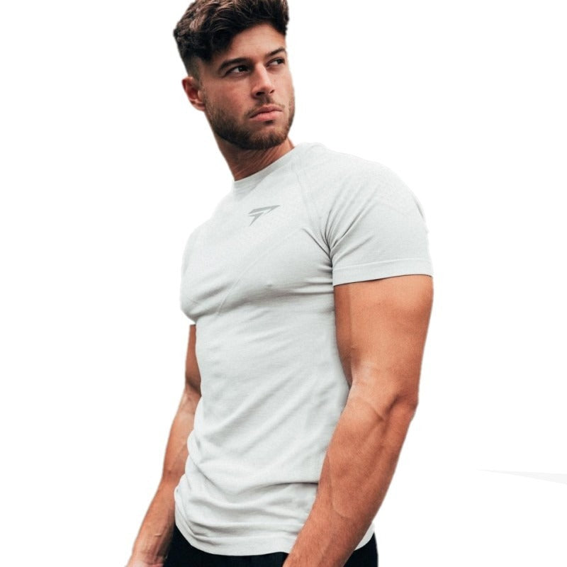 Mens Summer Fitness SlimFit Short Sleeve Clothes Training T shirt Season Prestige