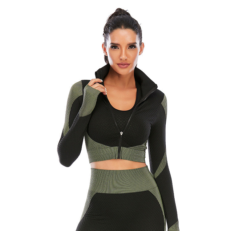 Two Piece Seamless Yoga Clothing Suit Women's Yoga Clothing Knitted Hip Lifting Stretch Running Sports Fitness Clothing Seaso prestige