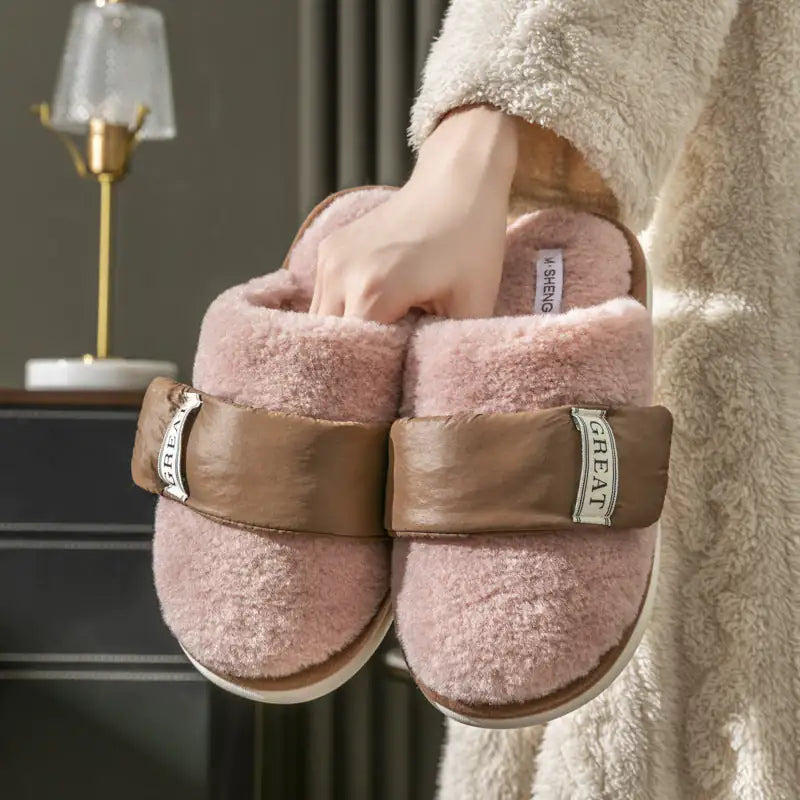 winter Home plush Slipper warm Couple Bedroom Cotton Shoes