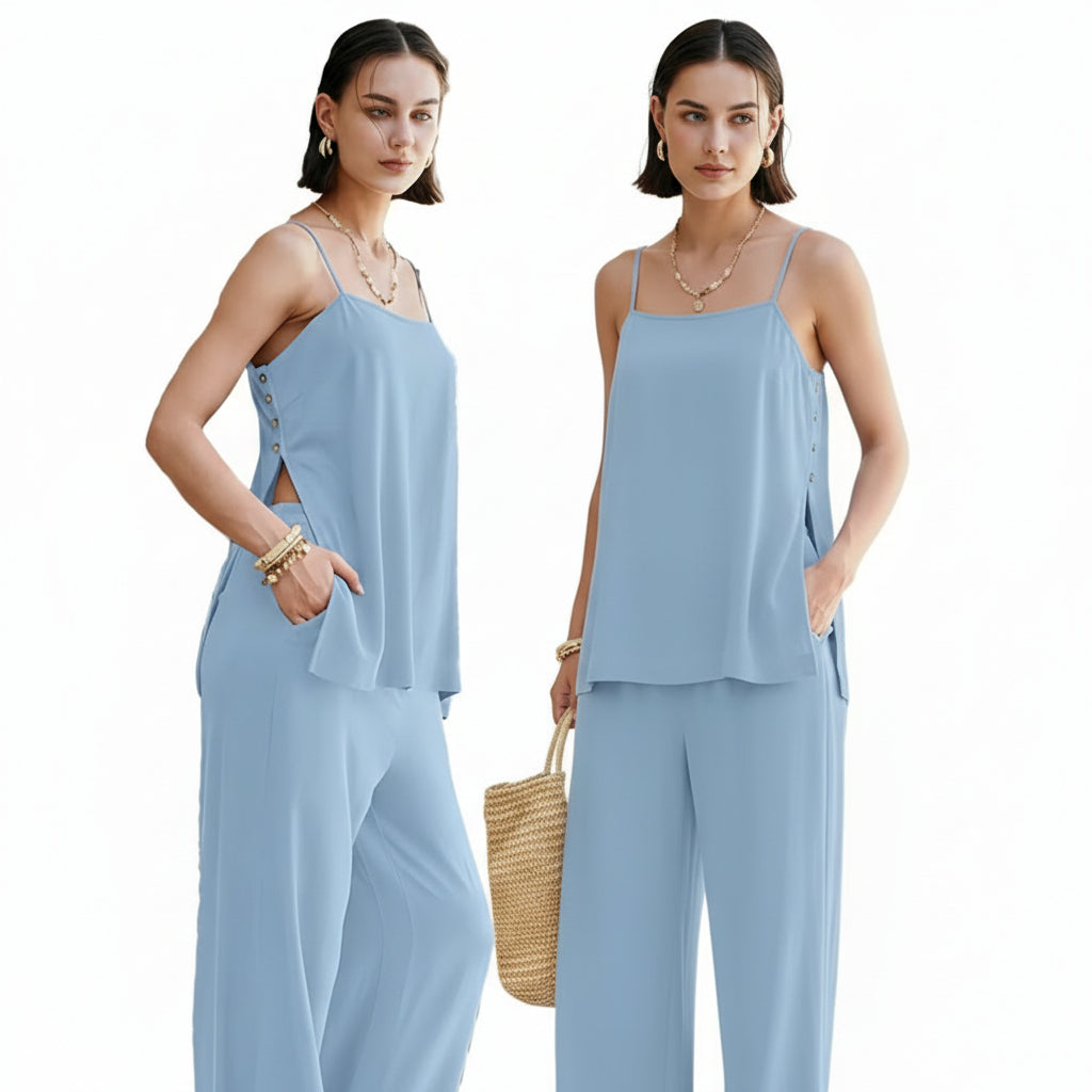 Women’s Spaghetti-Strap & Wide-Leg Set|Season Predtige