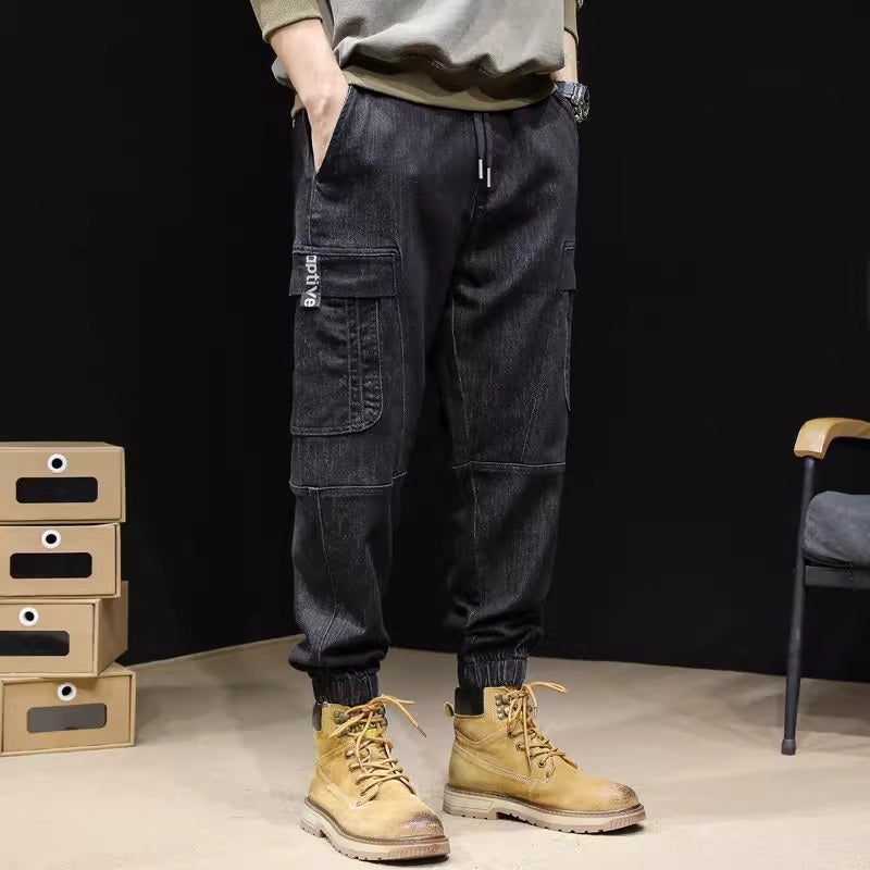 Men's Loose Retro Elastic Waist cargo pants Jeans