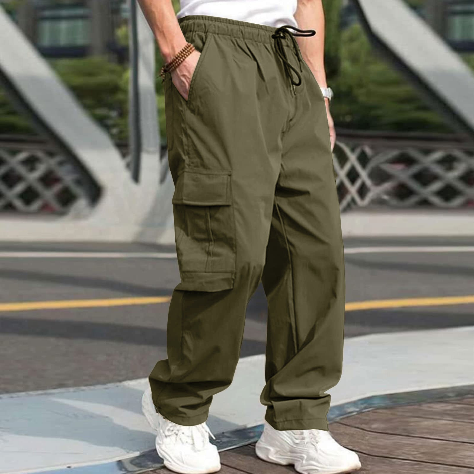 Cargo Pants For Men-Loose Straight Drawstring Trousers Season Prestige