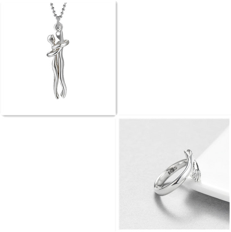 Love Hug Necklace Unisex Men Women Couple Jewelry Chain Valentines Day Gift