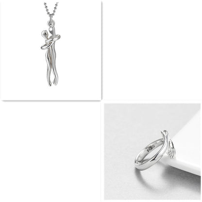 Love Hug Necklace Unisex Men Women Couple Jewelry Chain Valentines Day Gift