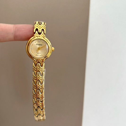 Season Prestige Gold Refined Women's Preppy Watch, 8mm Slim Case