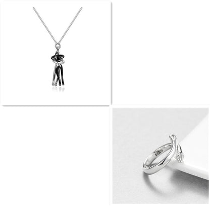 Love Hug Necklace Unisex Men Women Couple Jewelry Chain Valentines Day Gift