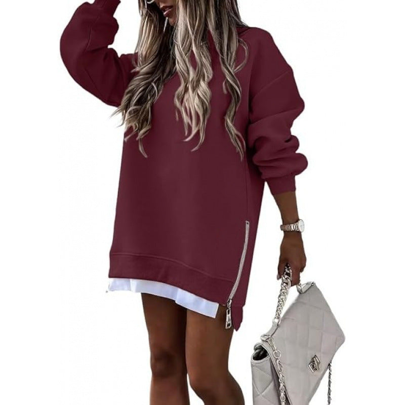 Winter Zipper Design Pullover Sweater For Women