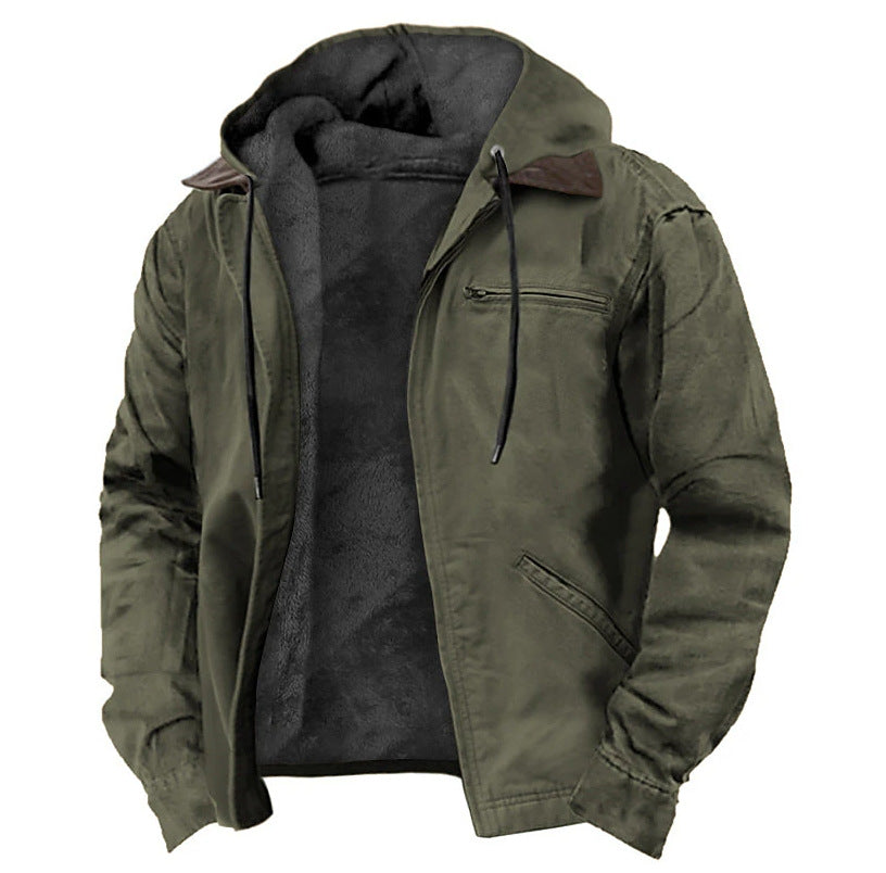 Mens Hooded Zipup Sweater Cotton-padded Jacket Men Season Prestige