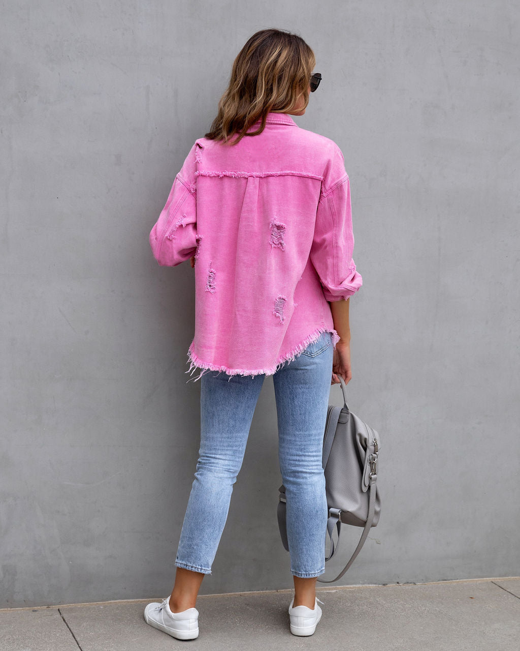 Ripped Shirt Jacket Female Autumn-Spring Casual Tops Season Prestige