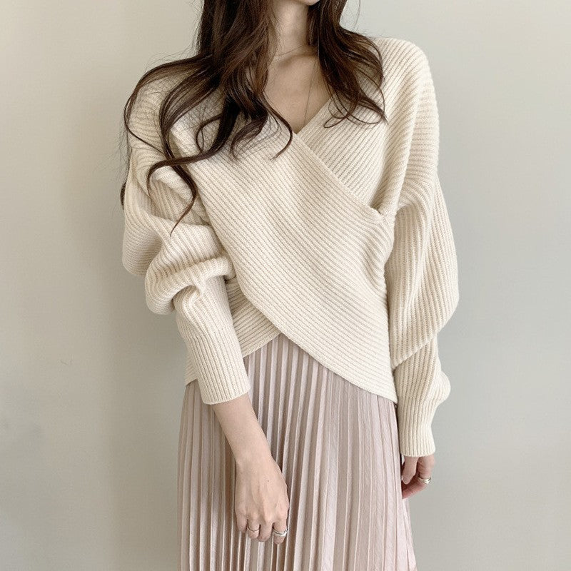 Women's Winter Loose Long-Sleeve Knitted Striped Sweater