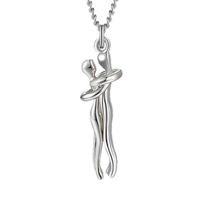 Love Hug Necklace Unisex Men Women Couple Jewelry Chain Valentines Day Gift