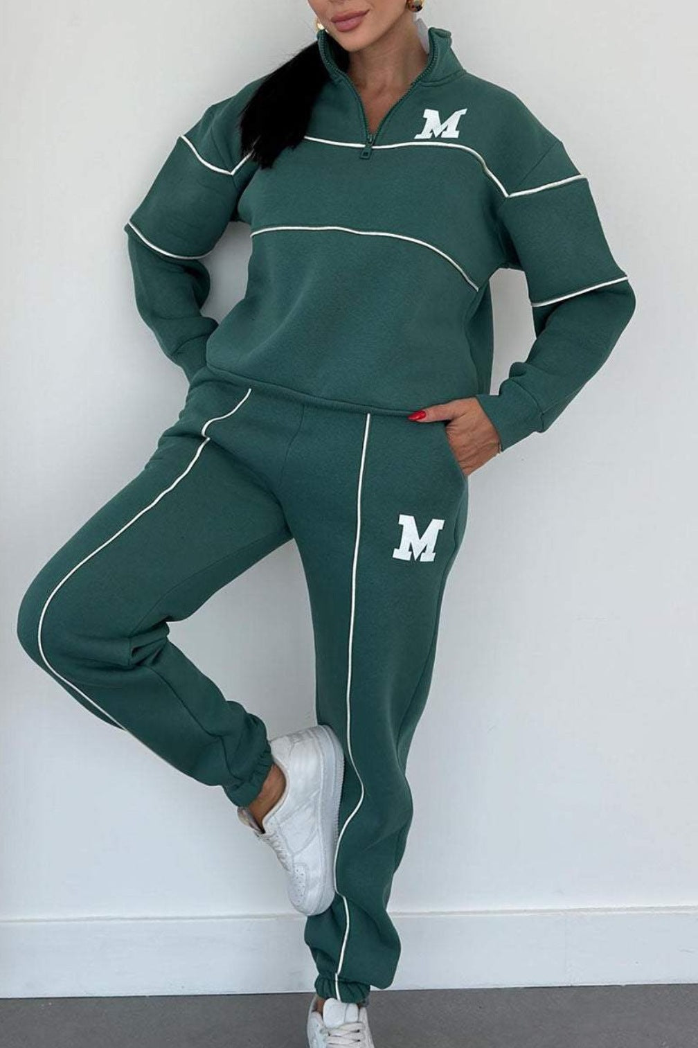 Womens 2 Piece Outfits Lounge Hoodless Pullover Sweatsuit Sets Sweatshirt Baggy Fashion Sweatpants With Pockets