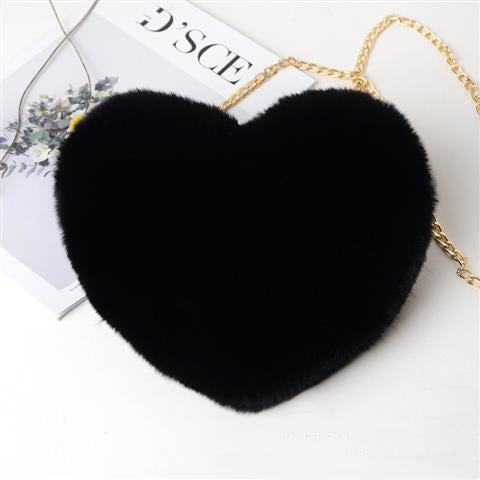 Women Plush Chain Shoulder Love Shaped party Bag Season Prestige