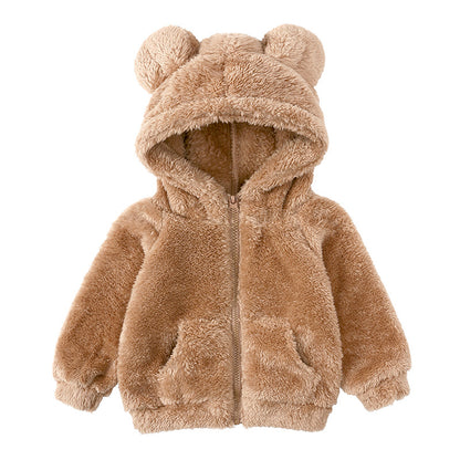 Children's Winter Boys And Girls Lamb Velvet Thick Coat Hooded Sweater season prestige
