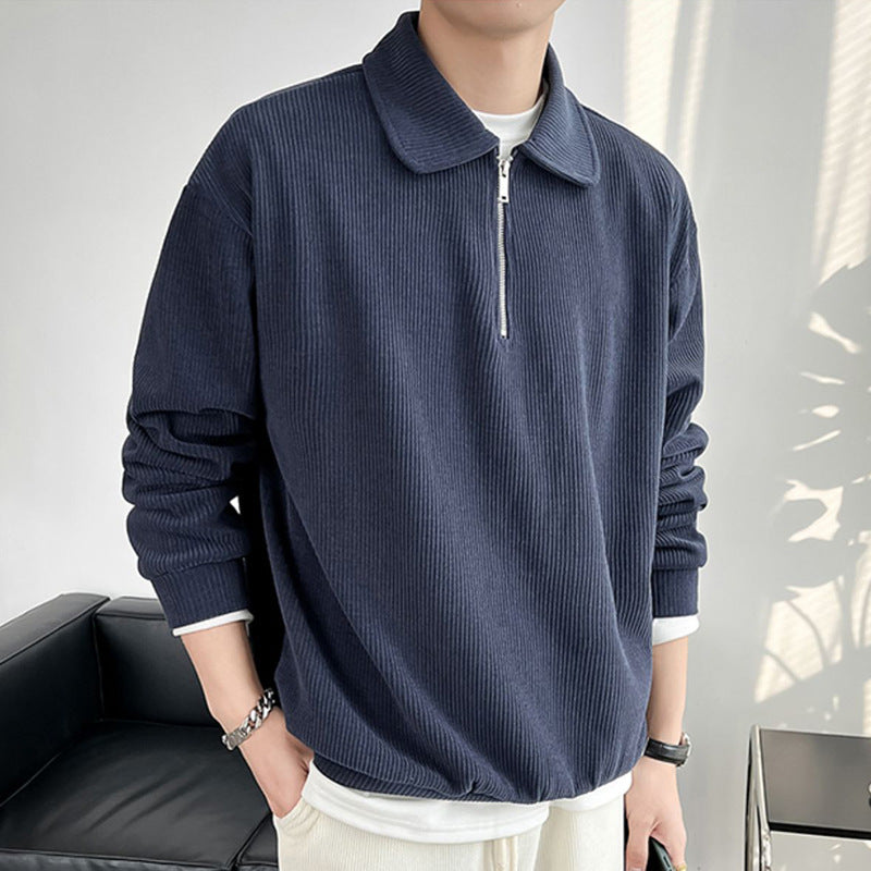 Half Zipper Polo Shirt Sweater For Men