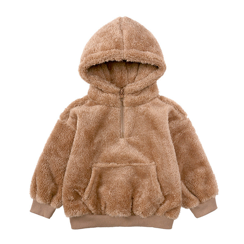 Children's Winter Boys And Girls Lamb Velvet Thick Coat Hooded Sweater season prestige