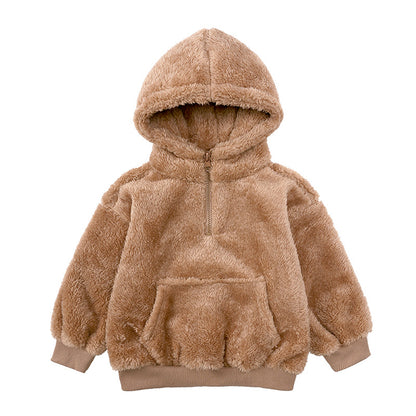 Children's Winter Boys And Girls Lamb Velvet Thick Coat Hooded Sweater season prestige