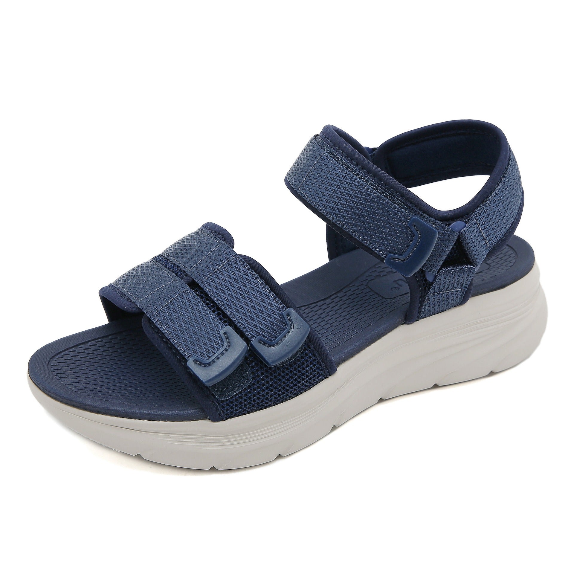 Sandals casual sporty comfortable thick soled Velcro stitching oversized women's shoes