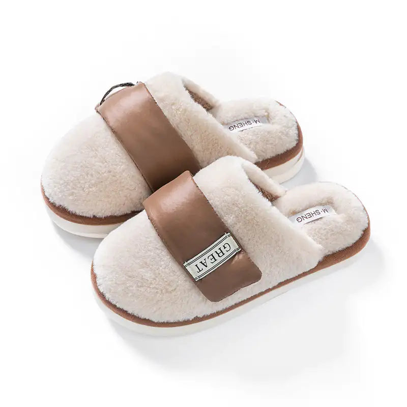 Autumn And Winter Indoor Home Slipper Plus Velvet Warm Couple Bedroom Cotton Shoes