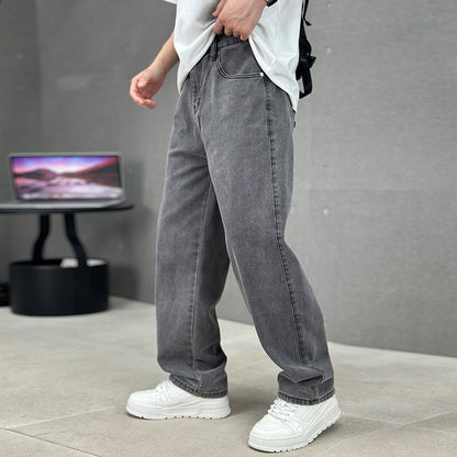 Men's Wide-leg Straight Jeans Trousers Casual Long Pants