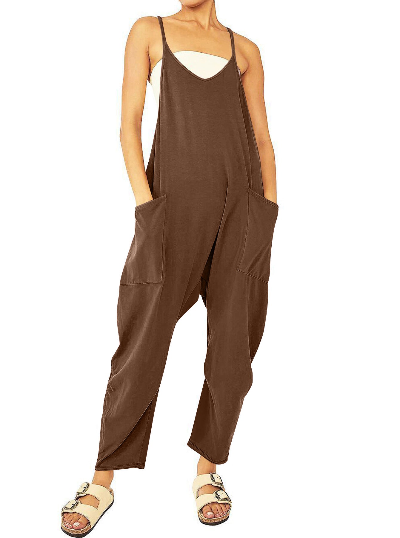 Women's Spaghetti Straps Knitted One-piece Trousers