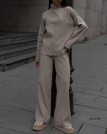 Loose Irregular Split Top and Wide Leg Pants set for Women