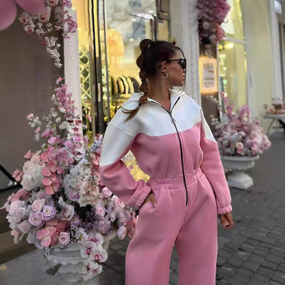 Sports Casual Contrast Color Jumpsuit For Women