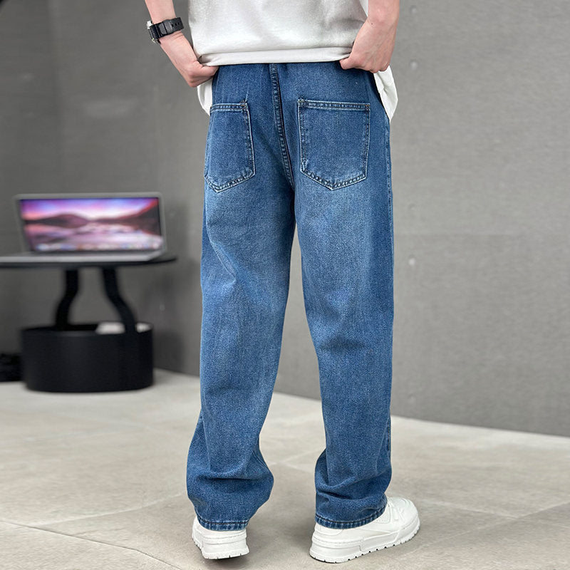 Men's Wide-leg Straight Jeans Trousers Casual Long Pants