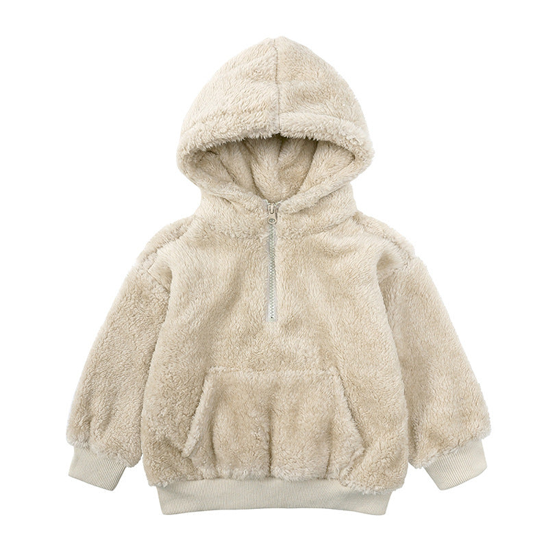 Children's Winter Boys And Girls Lamb Velvet Thick Coat Hooded Sweater season prestige