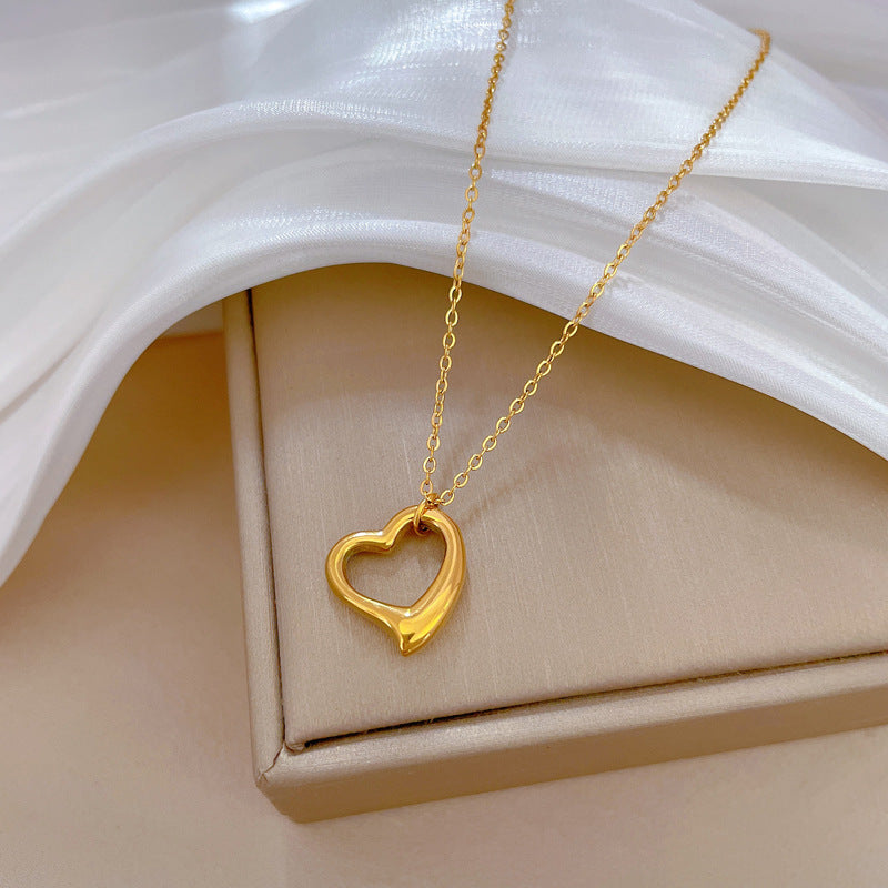 Love Heart Real Gold  Necklace Female Season Prestige