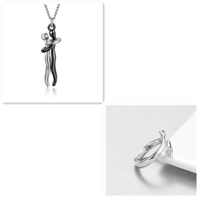 Love Hug Necklace Unisex Men Women Couple Jewelry Chain Valentines Day Gift
