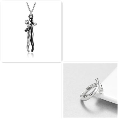 Love Hug Necklace Unisex Men Women Couple Jewelry Chain Valentines Day Gift