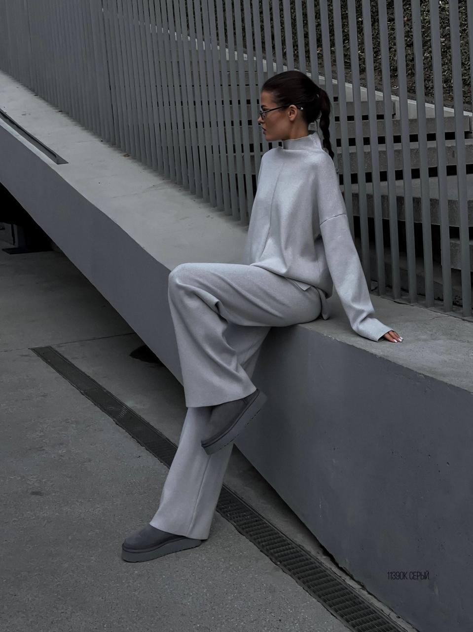 Loose Irregular Split Top and Wide Leg Pants set for Women