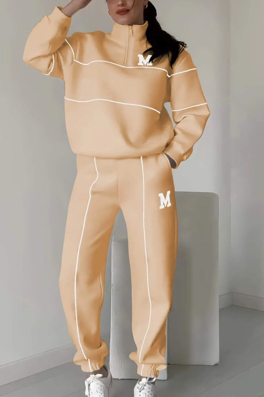 Seasonprestige Hoodless Pullover Sweatsuit Sets With Pockets Women
