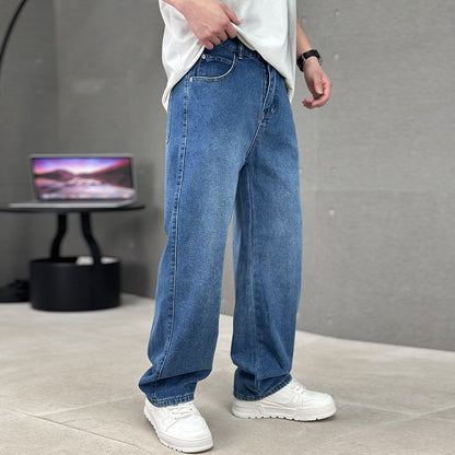 Men's Wide-leg Straight Jeans Trousers Casual Long Pants