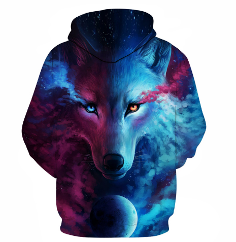 Wolf Printed Hoodies Men  Sweatshirt season prestige