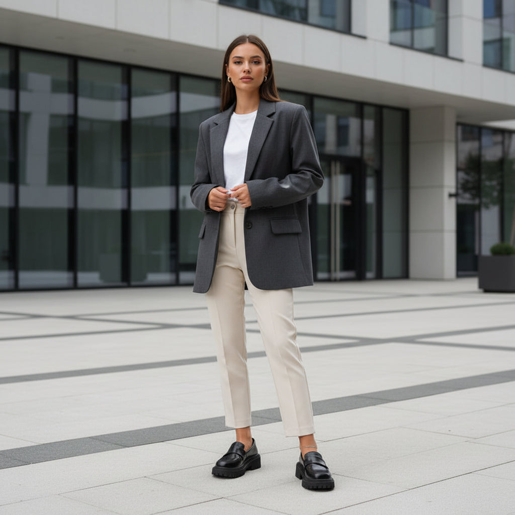 Chunky-Soled Plus-Size Leather Sneakers for Women