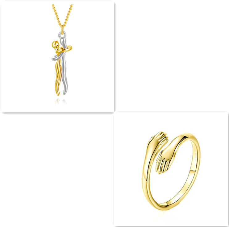 Love Hug Necklace Unisex Men Women Couple Jewelry Chain Valentines Day Gift