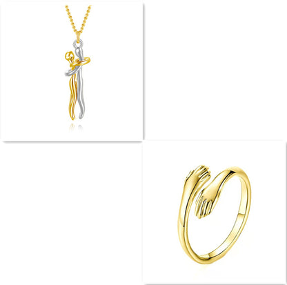 Love Hug Necklace Unisex Men Women Couple Jewelry Chain Valentines Day Gift