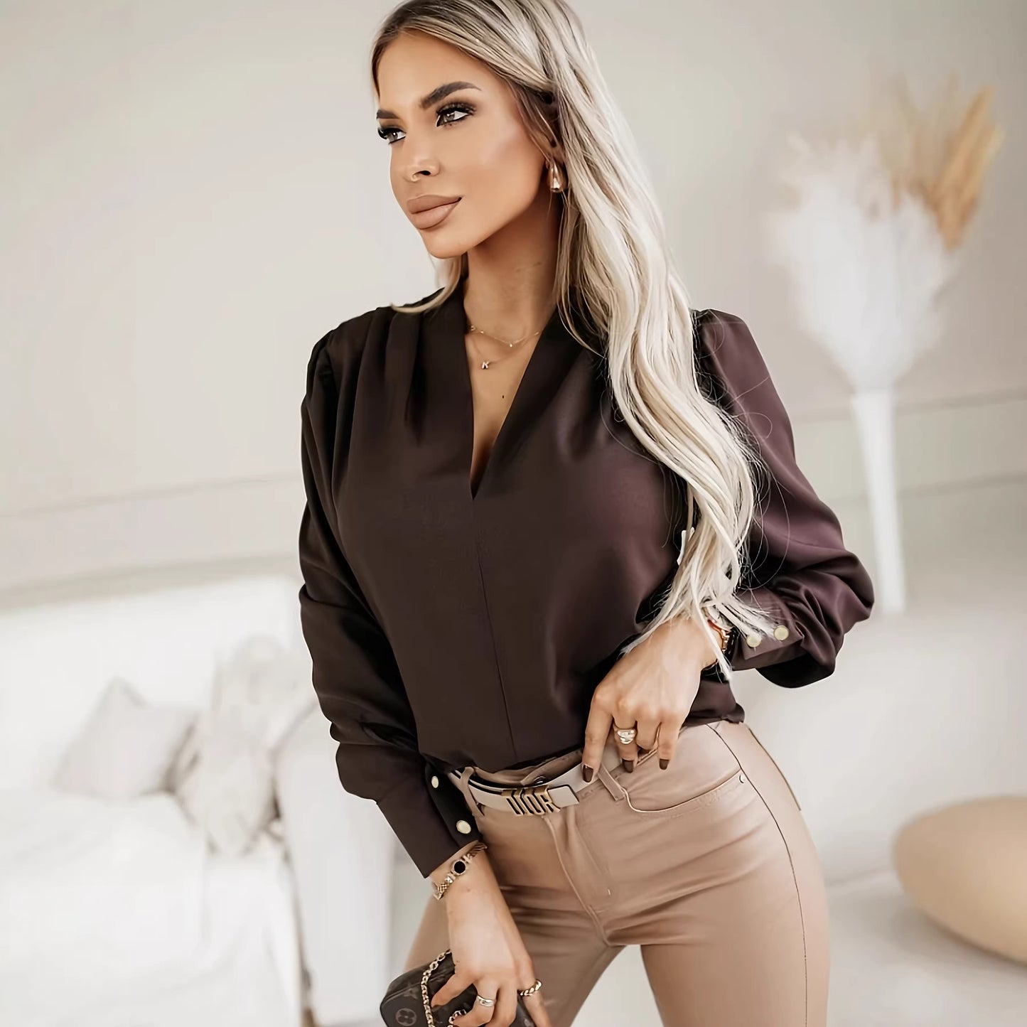 Prestige Signature V-Neck Commuter Blouse