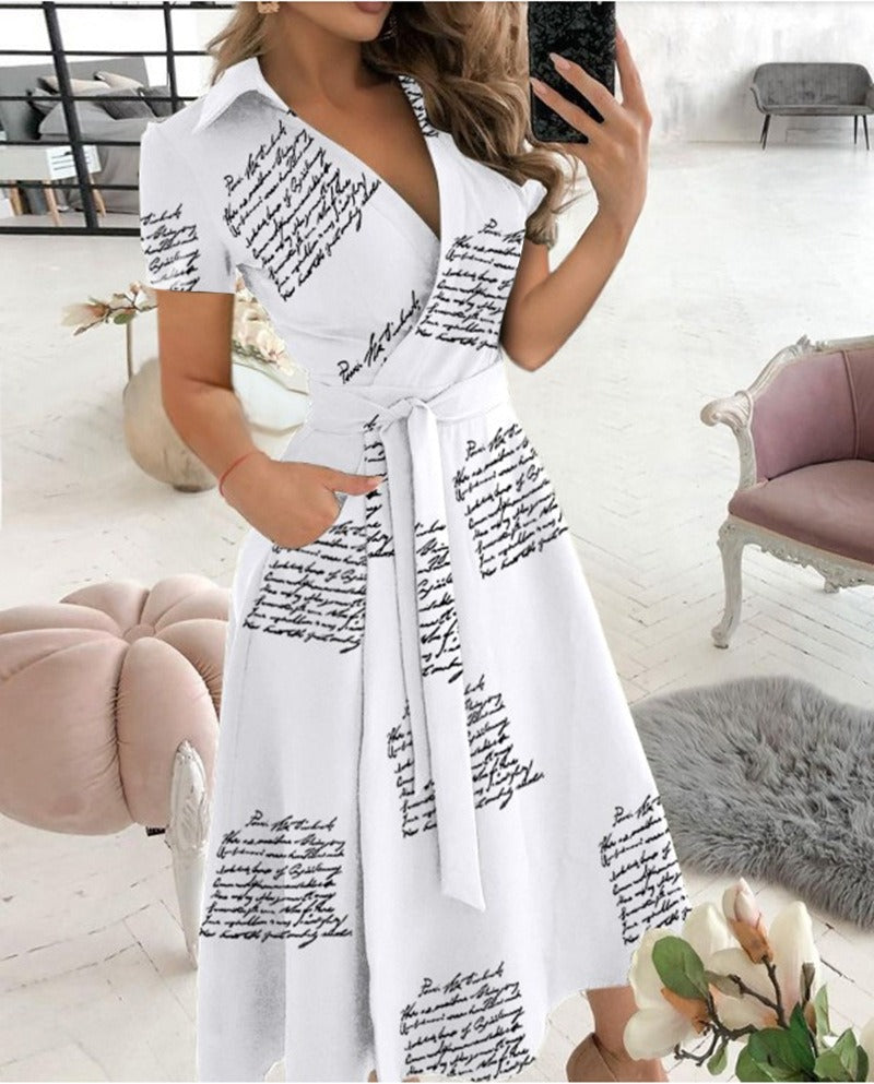 Womens Spring/Summer Dress Short sleeved V-neck dress for women Season Prestige