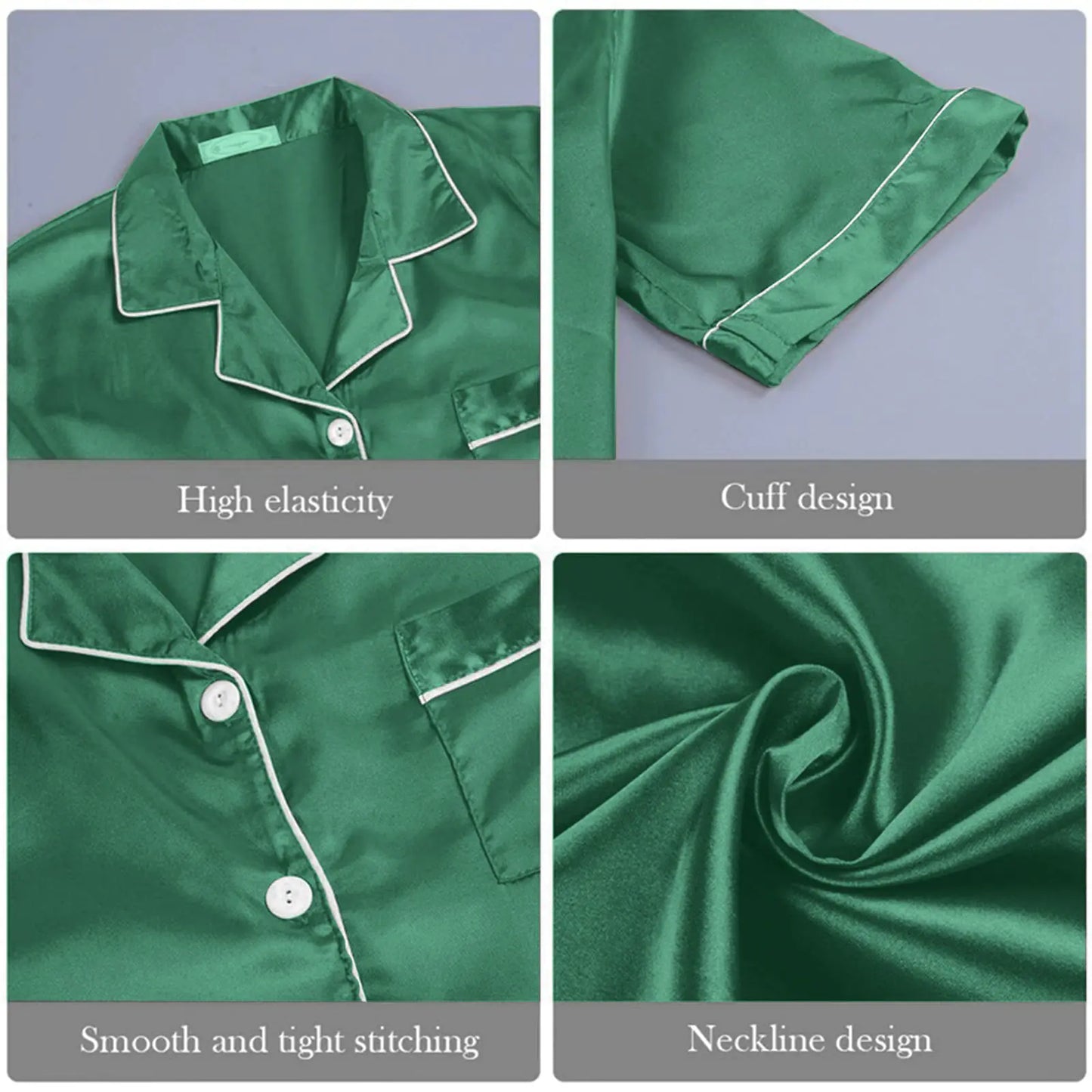 Silk ShortSleeve Pajamas set Women