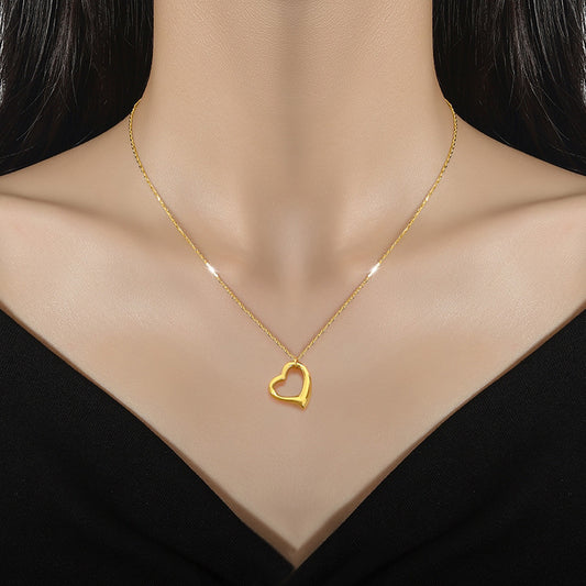 Love Heart Real Gold  Necklace Female Season Prestige