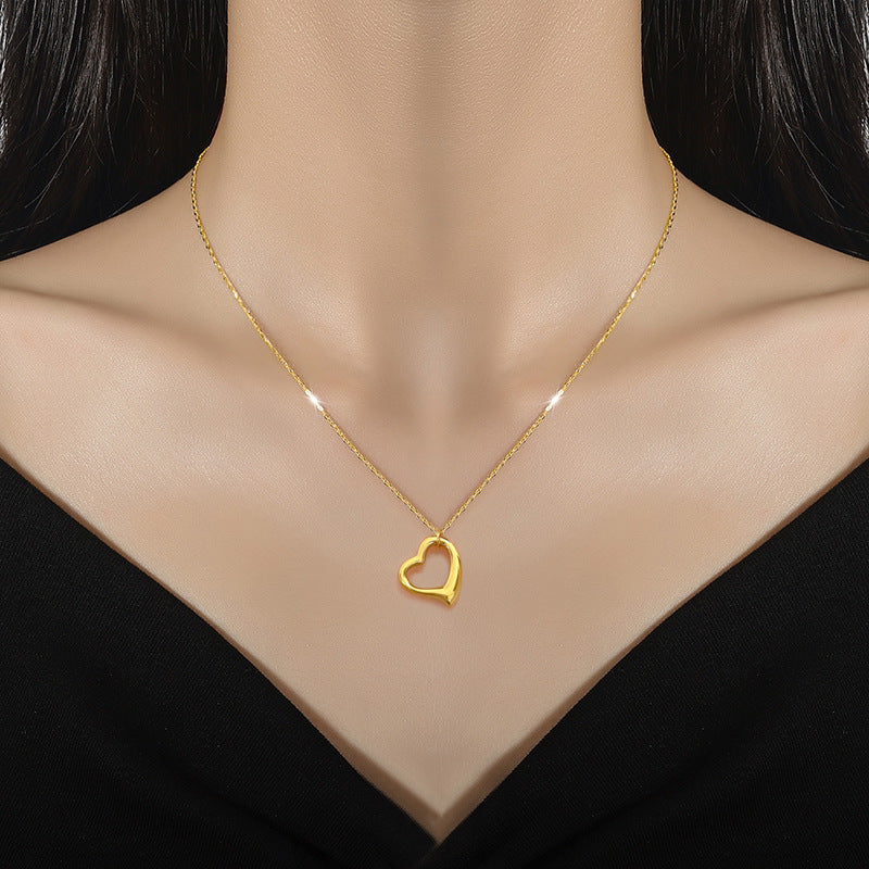 Love Heart Real Gold  Necklace Female Season Prestige