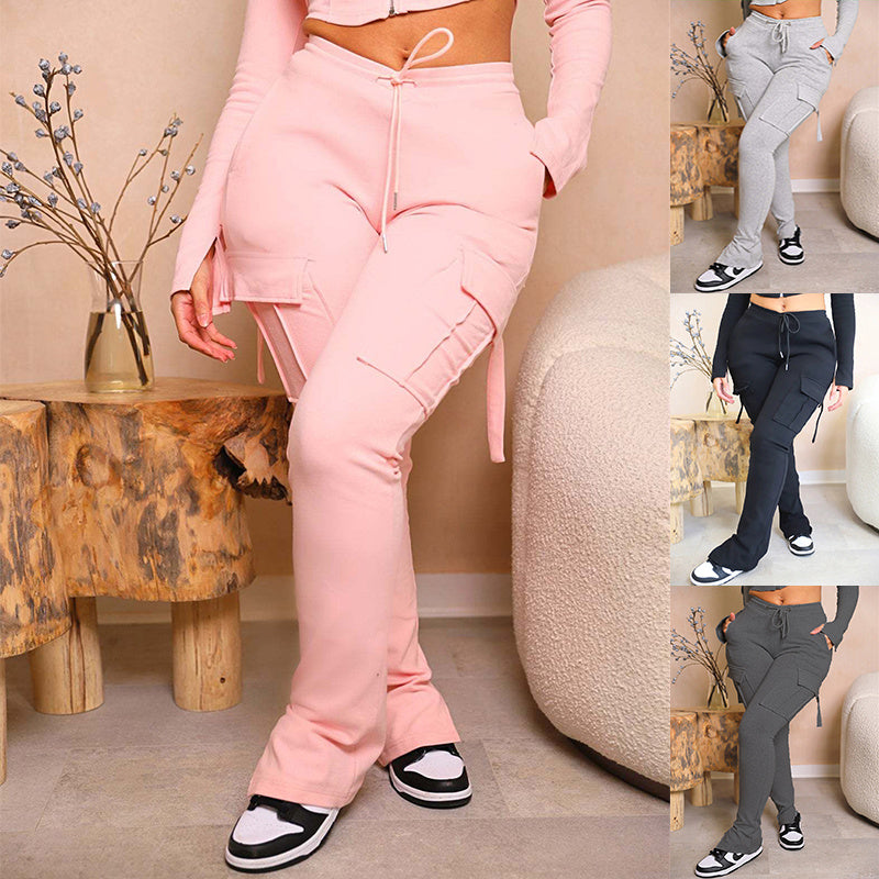 Cargo Pants With Pockets  Wide Leg Straight Trousers For Women