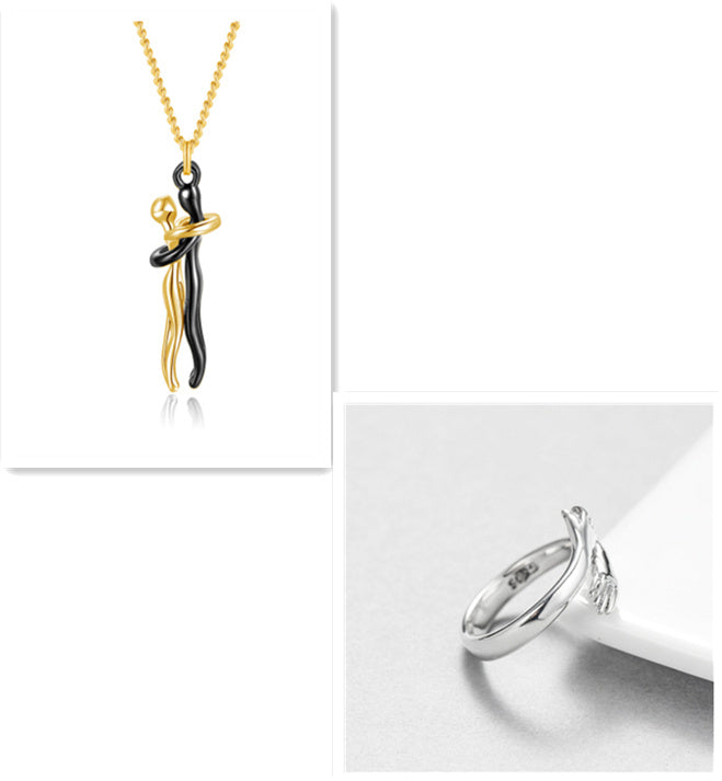 Love Hug Necklace Unisex Men Women Couple Jewelry Chain Valentines Day Gift